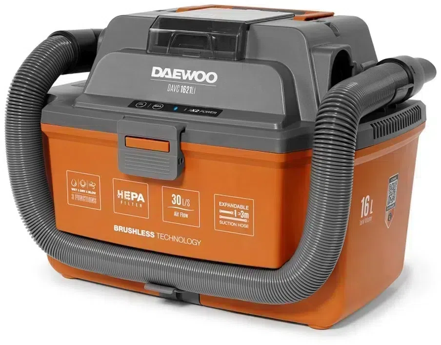 Строительный пылесос Daewoo DAVC 1621Li SET 200Вт (уборка: сухая/сбор воды/выдув) оранжевый