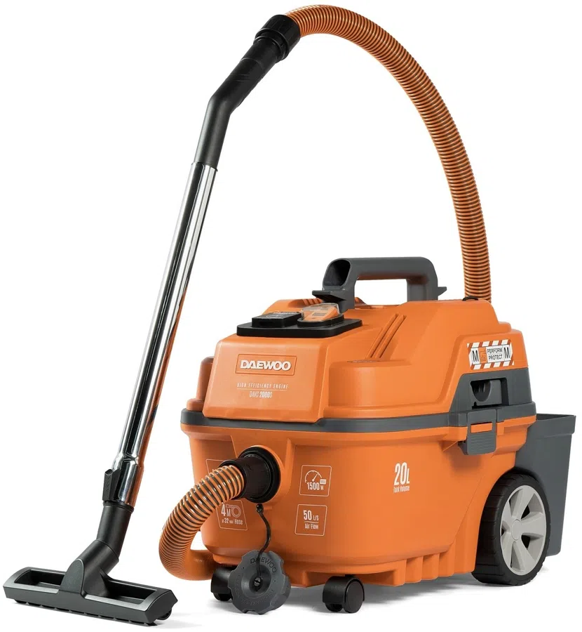 Строительный пылесос Daewoo DAVC 2014S 1400Вт (уборка: сухая/сбор воды/выдув) оранжевый