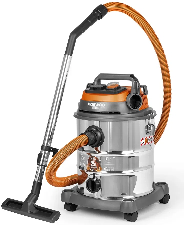 Строительный пылесос Daewoo DAVC 6025S 2500Вт (уборка: сухая/сбор воды/выдув) оранжевый