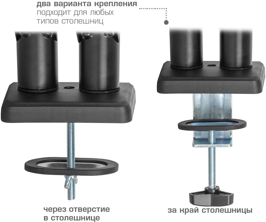 Кронштейн для мониторов Kromax OFFICE-15 черный 15"-32" макс.10кг настольный поворот и наклон