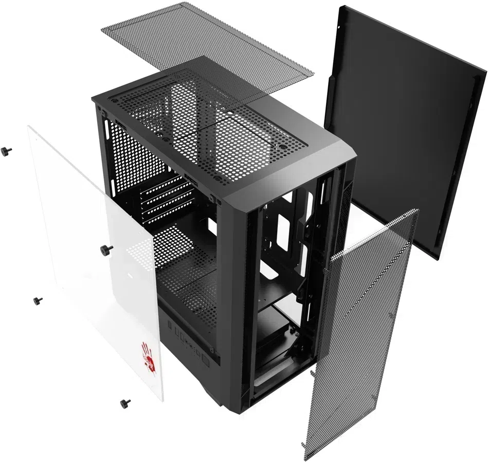 Корпус Bloody CC-124 черный без БП mATX 8x120mm 2xUSB2.0 1xUSB3.0 audio bott PSU