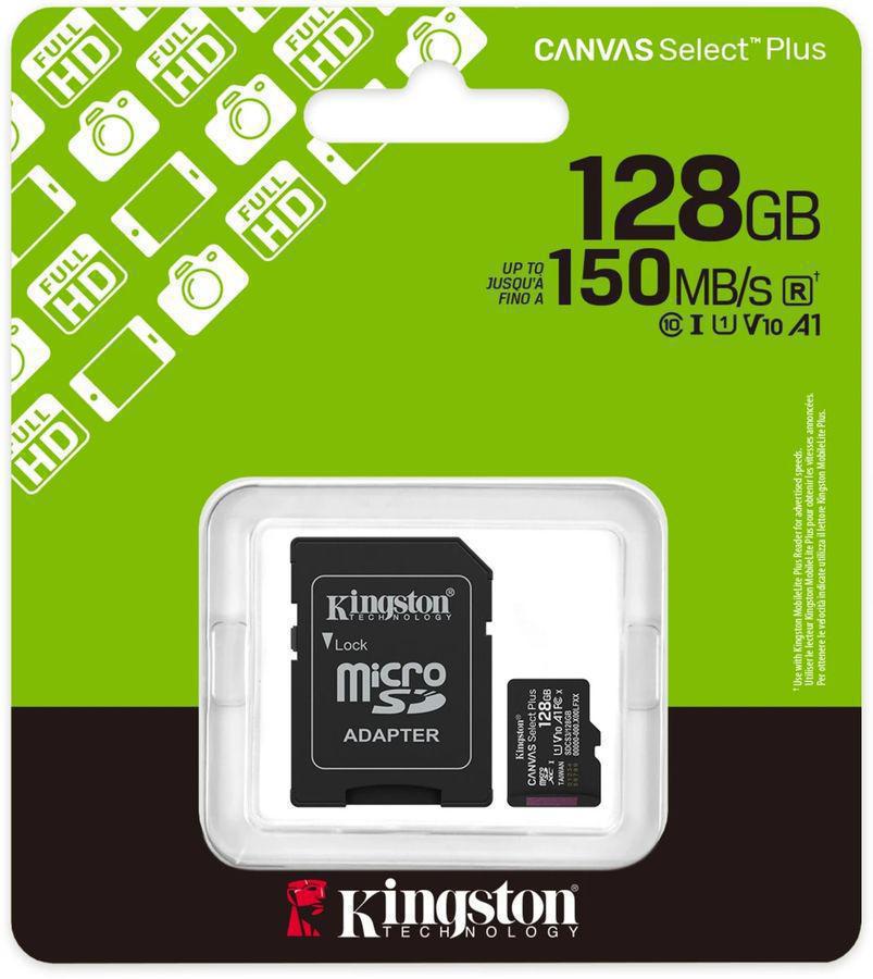 Флеш карта microSDXC 128GB Kingston SDCS3/128GB Canvas Select Plus V10 A1 + adapter