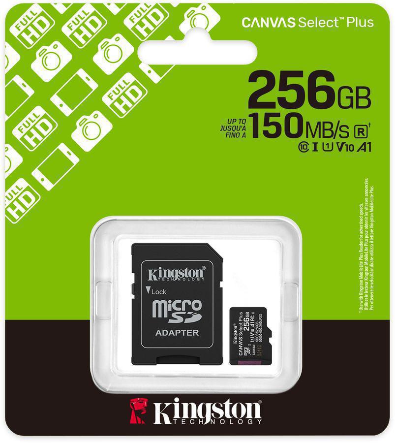 Флеш карта microSDXC 256GB Kingston SDCS3/256GB Canvas Select Plus V10 A1 + adapter
