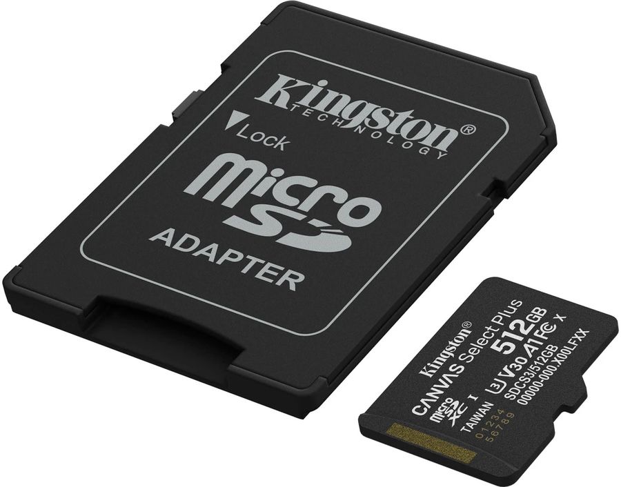 Флеш карта microSDXC 512GB Kingston SDCS3/512GB Canvas Select Plus V30 A1 + adapter