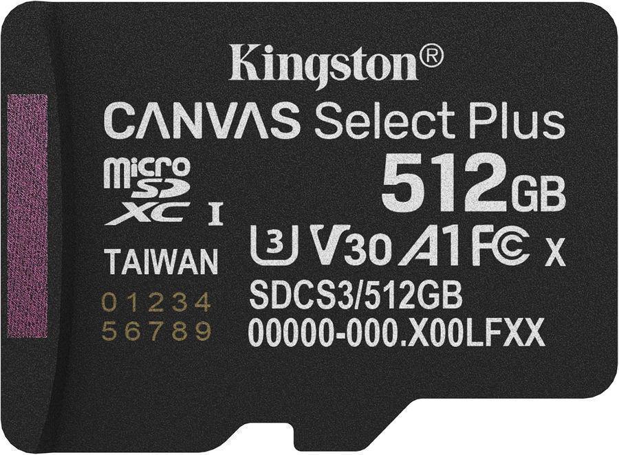 Флеш карта microSDXC 512GB Kingston SDCS3/512GBSP Canvas Select Plus V30 A1 w/o adapter