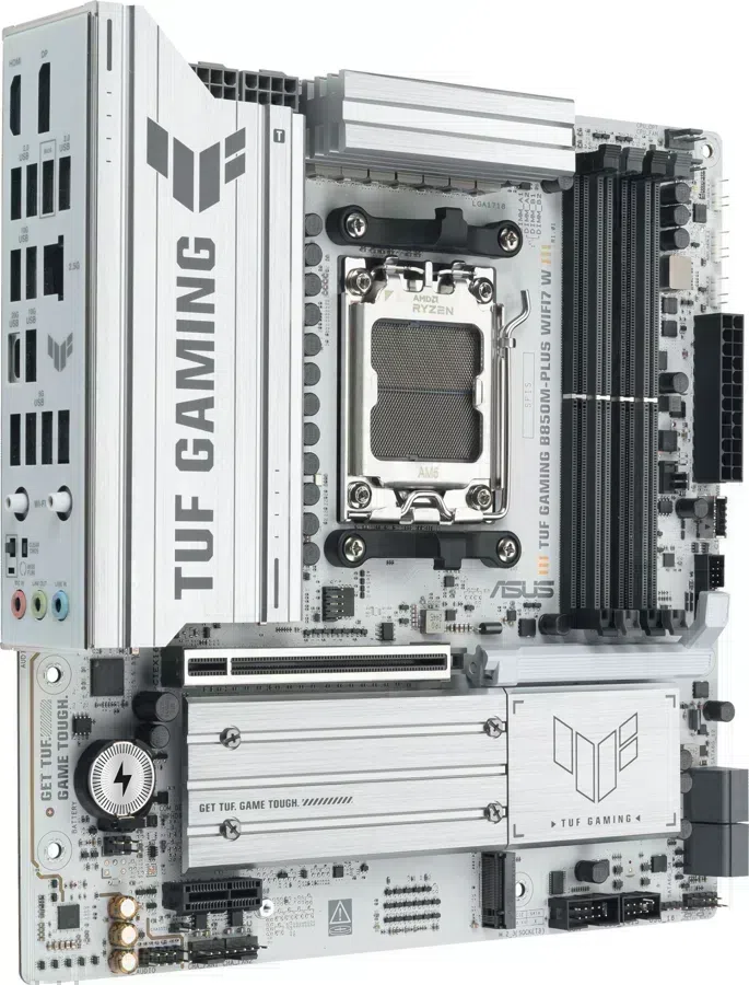 Материнская плата Asus TUF GAMING B850M-PLUS WIFI7 W Socket AM5 AMD B850 4xDDR5 mATX AC`97 8ch(7.1) 2.5Gg RAID+HDMI+DP