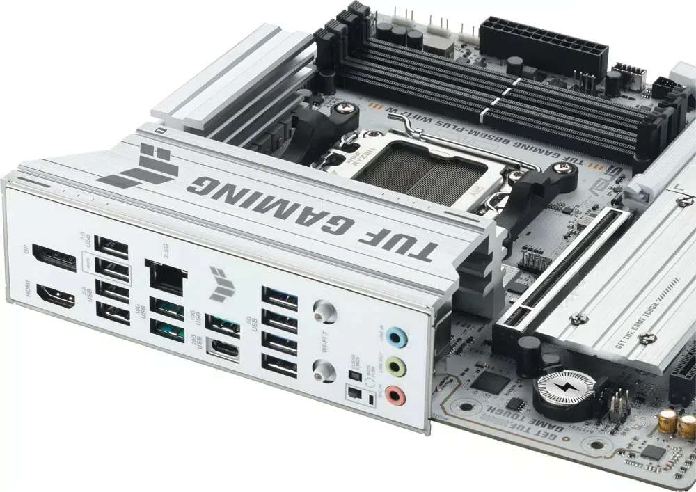 Материнская плата Asus TUF GAMING B850M-PLUS WIFI7 W Socket AM5 AMD B850 4xDDR5 mATX AC`97 8ch(7.1) 2.5Gg RAID+HDMI+DP