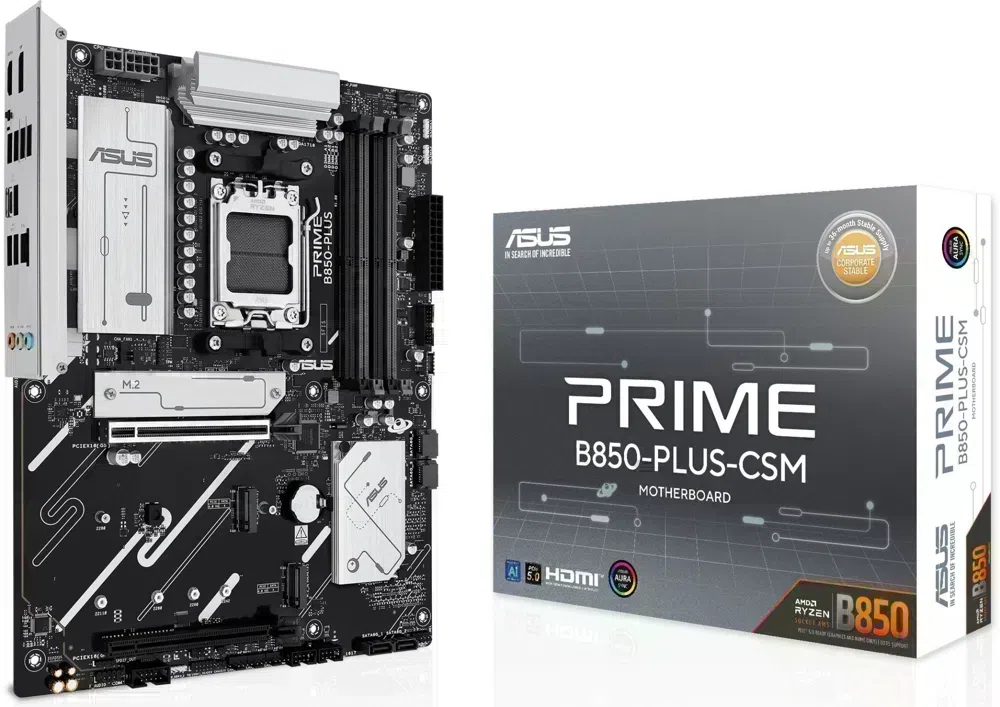 Материнская плата Asus PRIME B850-PLUS-CSM Socket AM5 AMD B850 4xDDR5 ATX AC`97 8ch(7.1) 2.5Gg RAID+HDMI+DP
