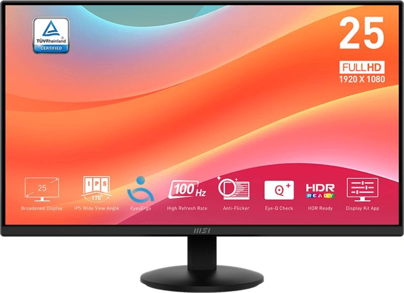 Монитор MSI 24.5" Pro MP252L черный IPS LED 16:9 HDMI матовая 250cd 178гр/178гр 1920x1080 100Hz DP FHD 3.3кг