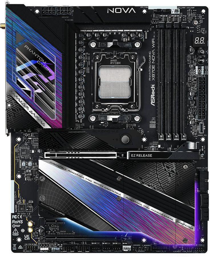 Материнская плата Asrock X870E NOVA WIFI Socket AM5 AMD X870E 4xDDR5 ATX AC`97 8ch(7.1) 5Gigabit RAID+HDMI