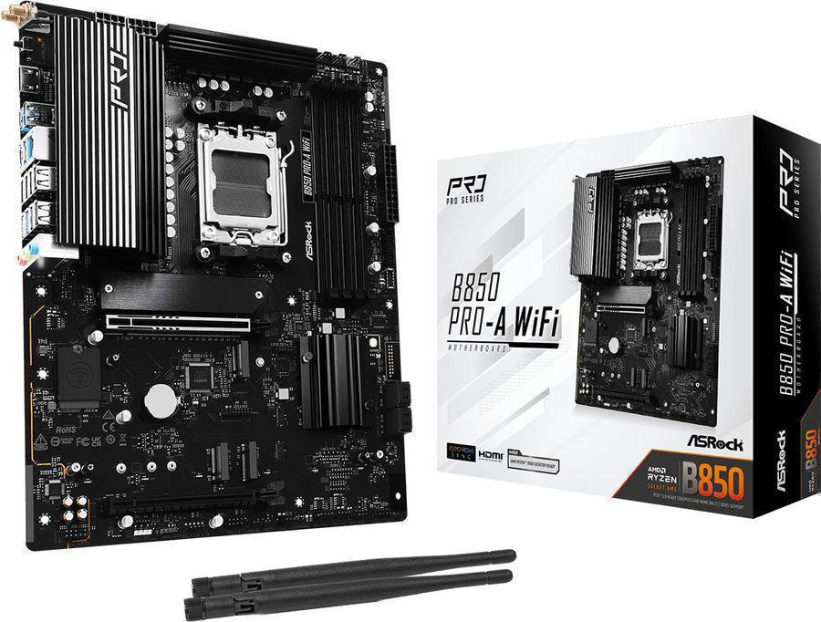 Материнская плата Asrock B850 PRO-A WIFI Socket AM5 AMD B850 4xDDR5 ATX AC`97 8ch(7.1) 2.5Gg RAID+HDMI