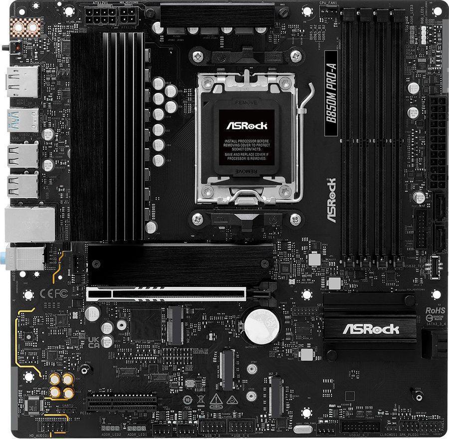Материнская плата Asrock B850M PRO-A Socket AM5 AMD B850 4xDDR5 mATX AC`97 8ch(7.1) 2.5Gg RAID+HDMI+DP