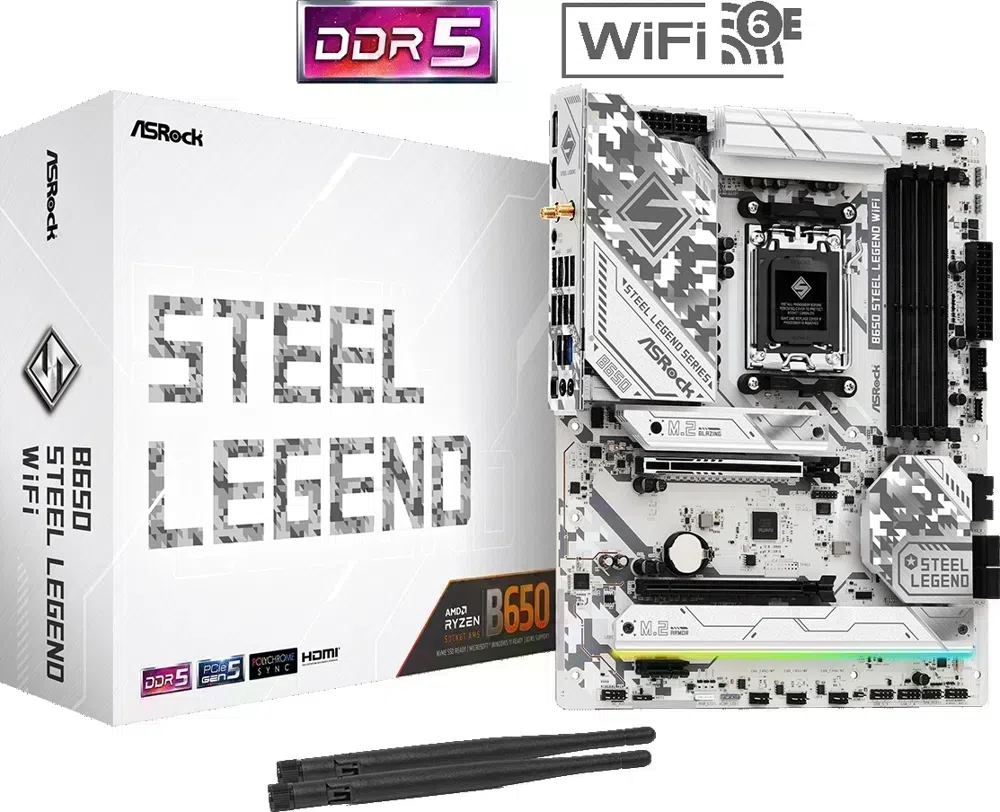 Материнская плата Asrock B650 STEEL LEGEND WIFI Socket AM5 AMD B650 4xDDR5 ATX AC`97 8ch(7.1) 2.5Gg RAID+HDMI+DP