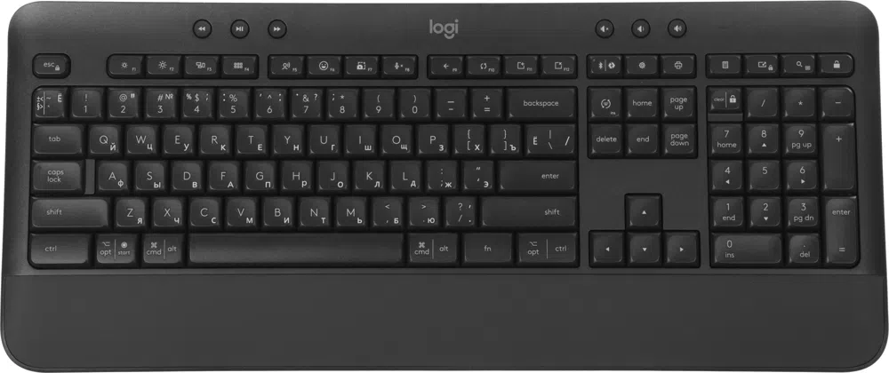 Клавиатура Logitech K650 черный USB беспроводная BT/Radio Multimedia (подставка для запястий) (920-010954)