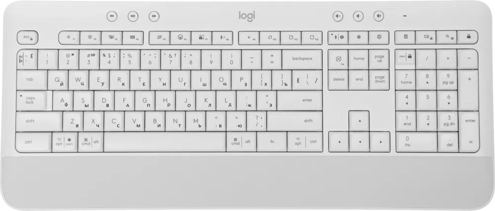 Клавиатура Logitech K650 белый USB беспроводная BT/Radio Multimedia (подставка для запястий) (920-010986)