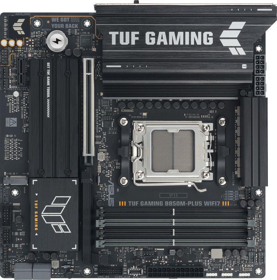 Материнская плата Asus TUF GAMING B850M-PLUS WIFI7 Socket AM5 AMD B850 4xDDR5 mATX AC`97 8ch(7.1) 2.5Gg RAID+HDMI+DP