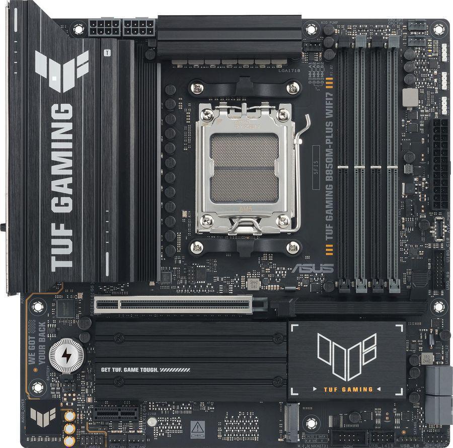Материнская плата Asus TUF GAMING B850M-PLUS WIFI7 Socket AM5 AMD B850 4xDDR5 mATX AC`97 8ch(7.1) 2.5Gg RAID+HDMI+DP