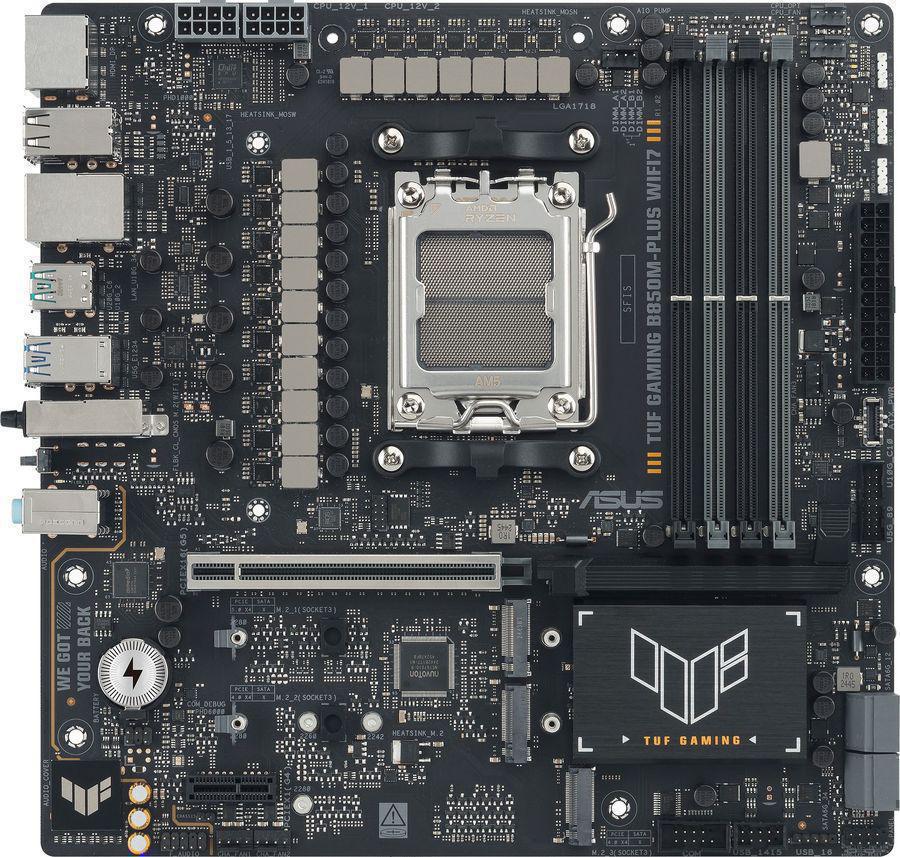 Материнская плата Asus TUF GAMING B850M-PLUS WIFI7 Socket AM5 AMD B850 4xDDR5 mATX AC`97 8ch(7.1) 2.5Gg RAID+HDMI+DP