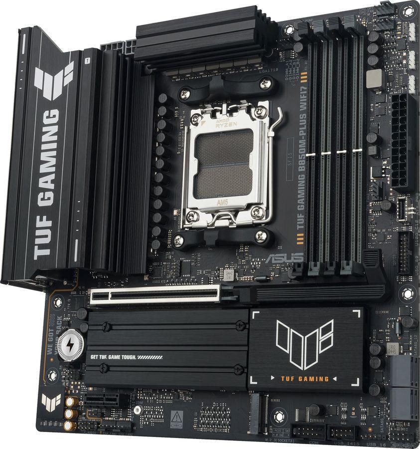 Материнская плата Asus TUF GAMING B850M-PLUS WIFI7 Socket AM5 AMD B850 4xDDR5 mATX AC`97 8ch(7.1) 2.5Gg RAID+HDMI+DP