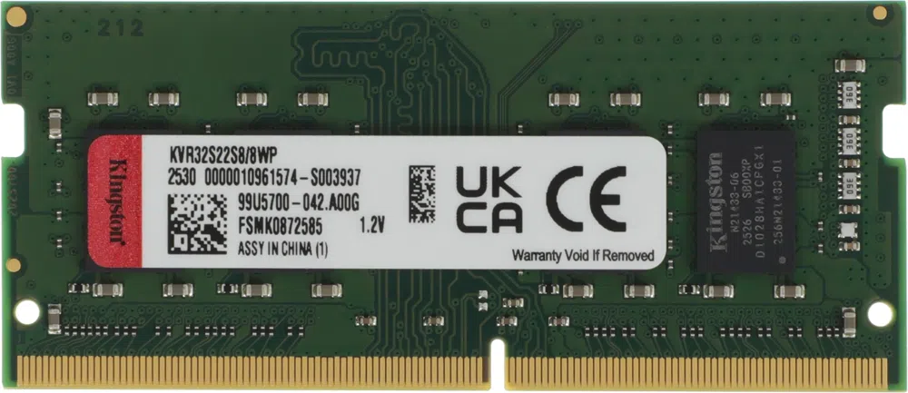 Память DDR4 8GB 3200MHz Kingston KVR32S22S8/8WP RTL PC4-25600 CL22 SO-DIMM 260-pin 1.2В single rank Ret