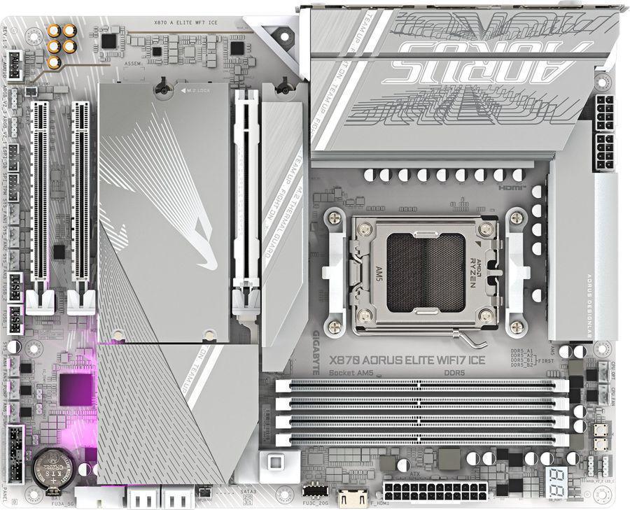 Материнская плата Gigabyte X870 AORUS ELITE X3D ICE Socket AM5 AMD X870 4xDDR5 ATX AC`97 8ch(7.1) 5Gigabit RAID+HDMI