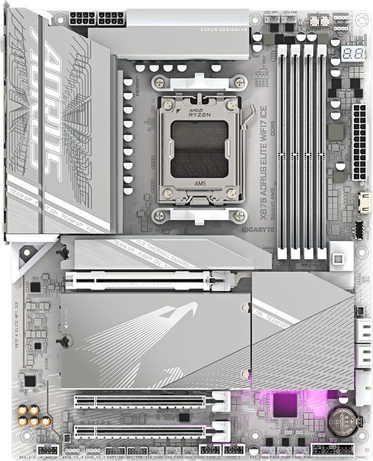 Материнская плата Gigabyte X870 AORUS ELITE X3D ICE Socket AM5 AMD X870 4xDDR5 ATX AC`97 8ch(7.1) 5Gigabit RAID+HDMI