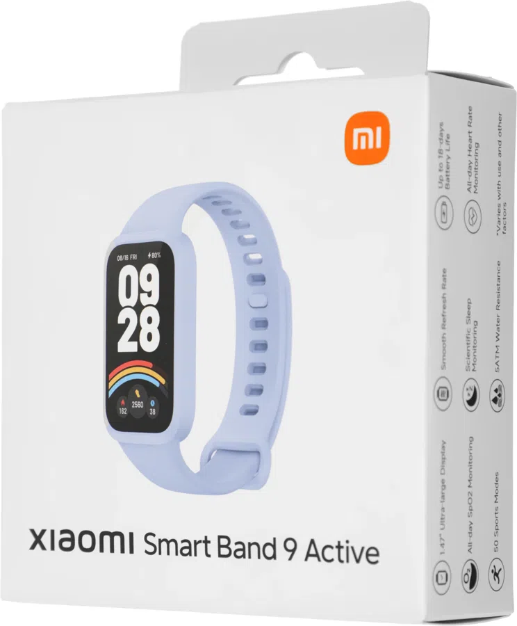Фитнес-трекер Xiaomi Smart Band 9 Active TFT корп.:фиолетовый рем.:фиолетовый (BHR08L3GL)