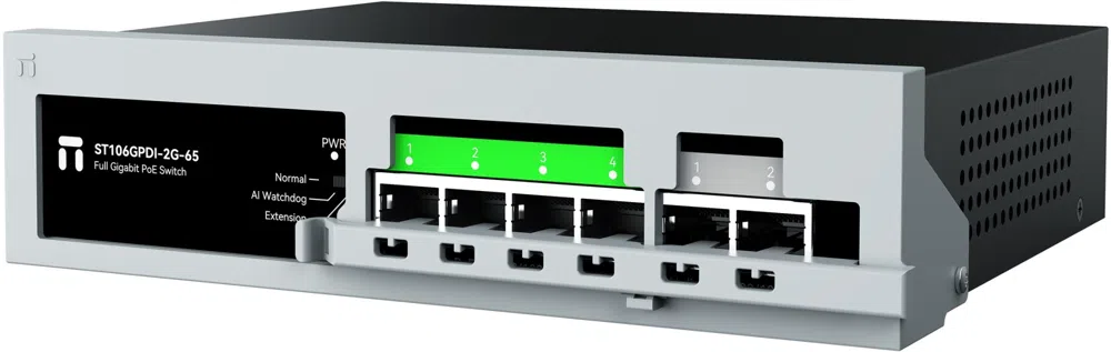 Коммутатор Netis ST106GPDI-2G-65 (L2) 6x1Гбит/с 1xКомбо(1000BASE-T/SFP) 4PoE+ 65W неуправляемый