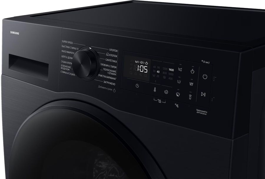 Стиральная машина Samsung WD90DG5G34BBLP класс: A загр.фронтальная макс.:9кг (с сушкой) черный инвертор