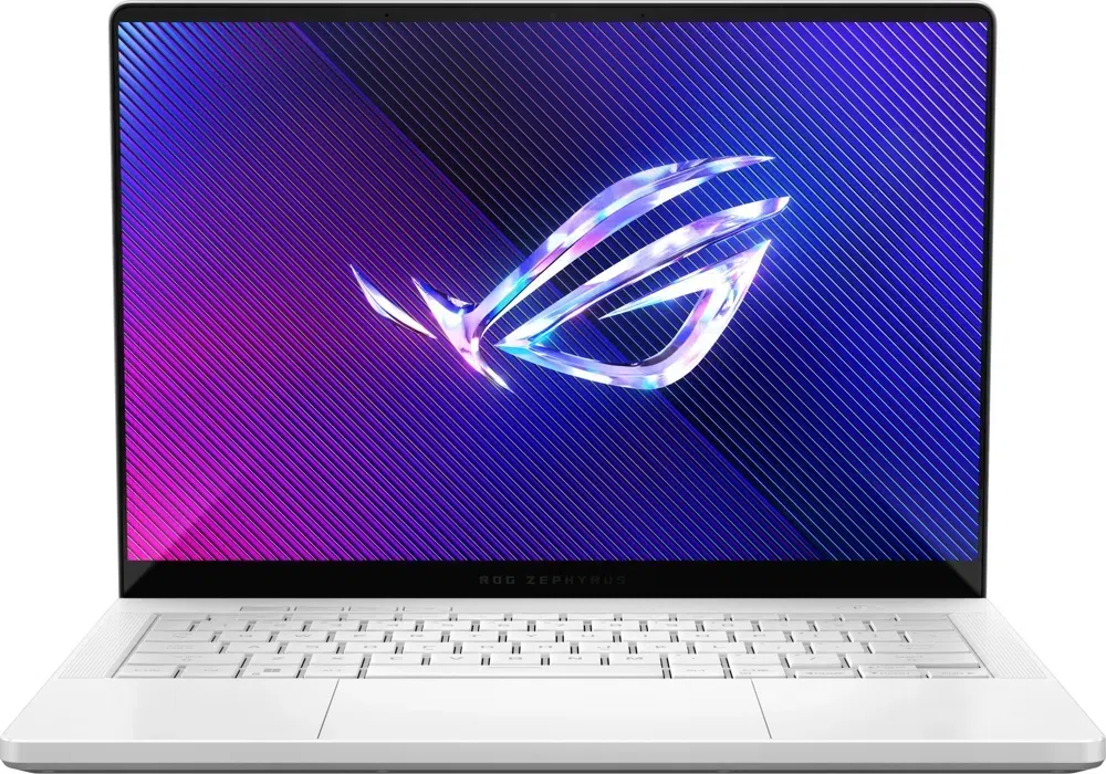 Ноутбук Asus ROG Zephyrus G14 GA403WW-QS100W Ryzen AI 9 HX 370 32Gb SSD1Tb NVIDIA GeForce RTX5080 16Gb 14" OLED 3K (2880x1800) Windows 11 Home white WiFi BT Cam Bag (90NR0MA4-M004S0)