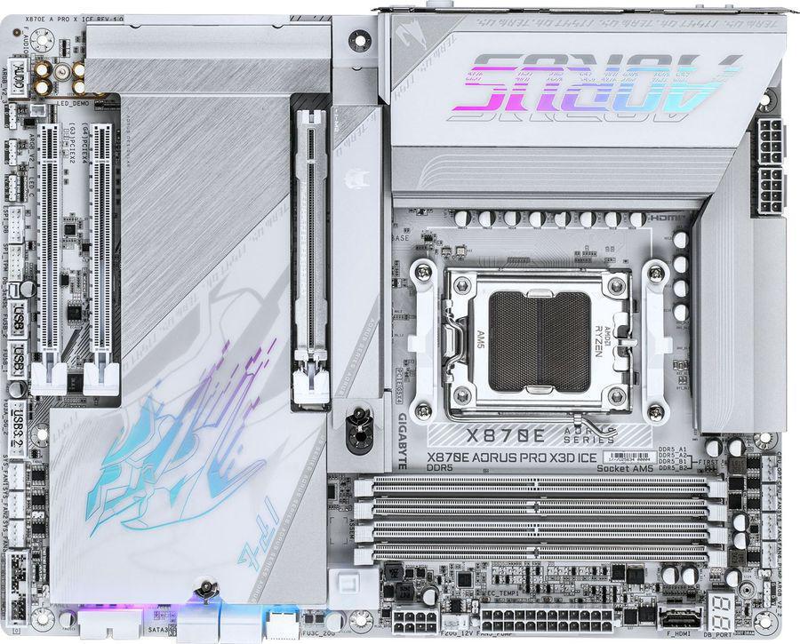 Материнская плата Gigabyte X870E AORUS PRO X3D ICE Socket AM5 AMD X870E 4xDDR5 ATX AC`97 8ch(7.1) 5Gigabit RAID+HDMI