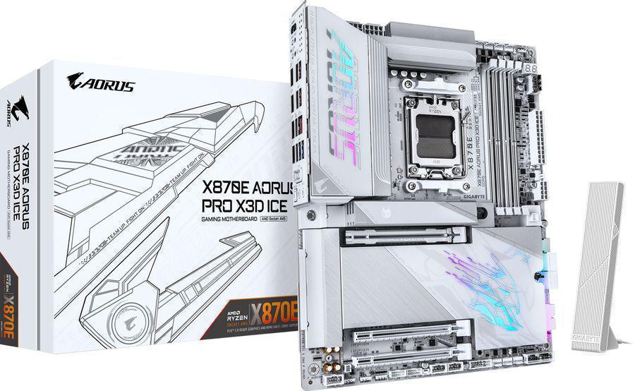 Материнская плата Gigabyte X870E AORUS PRO X3D ICE Socket AM5 AMD X870E 4xDDR5 ATX AC`97 8ch(7.1) 5Gigabit RAID+HDMI