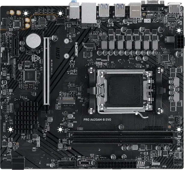 Материнская плата MSI PRO A620AM-B EVO Socket AM5 AMD A620A 2xDDR5 mATX AC`97 8ch(7.1) 2.5Gg RAID+VGA+HDMI