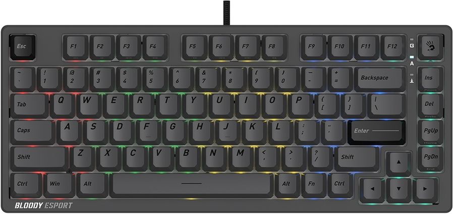 Клавиатура A4Tech MS76 темно-серый USB Multimedia for gamer LED кабель 1.8м