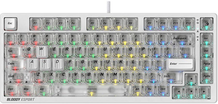 Клавиатура A4Tech MS76 механическая белый USB Multimedia for gamer LED кабель 1.8м