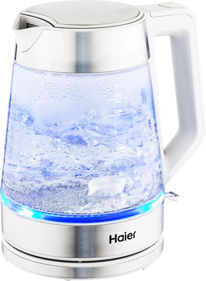 Чайник электрический Haier HK-500 1.7л. 2200Вт серый/белый корпус: стекло/пластик (TD0029955RU)