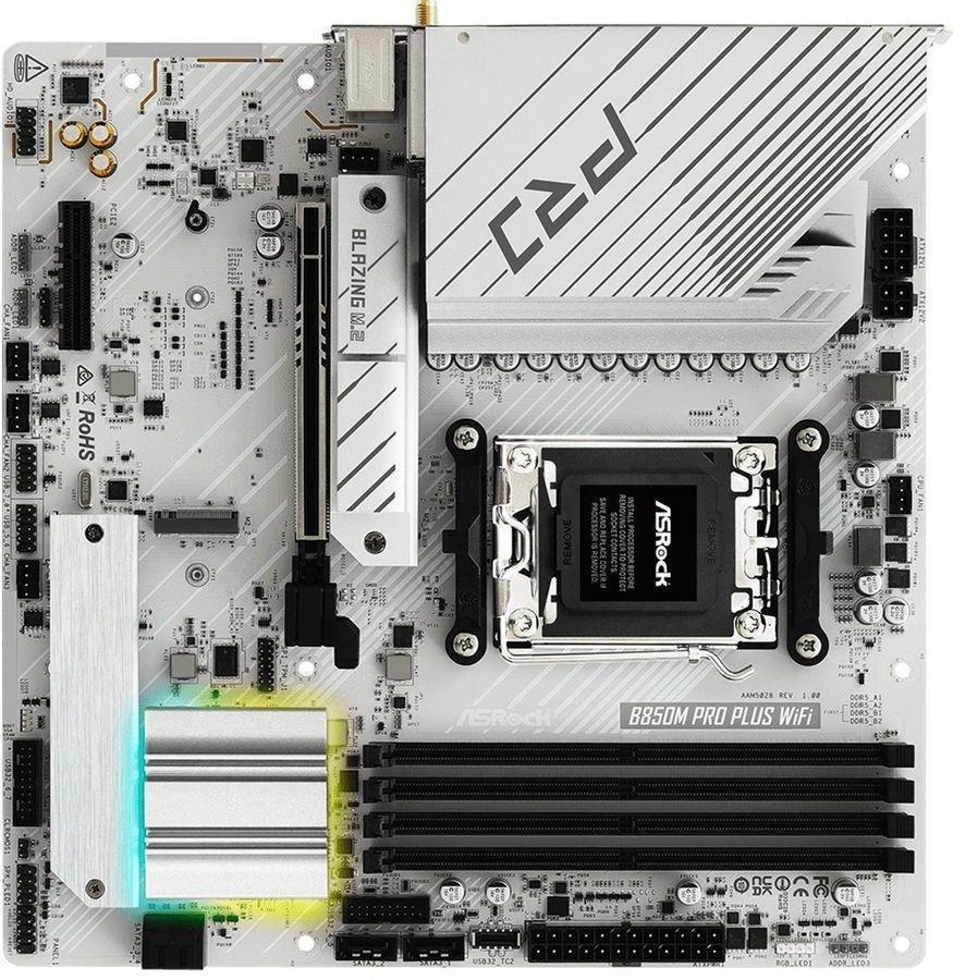 Материнская плата Asrock B850M Pro Plus WiFi Socket AM5 AMD B850 4xDDR5 mATX AC`97 8ch(7.1) 2.5Gg RAID+HDMI+DP