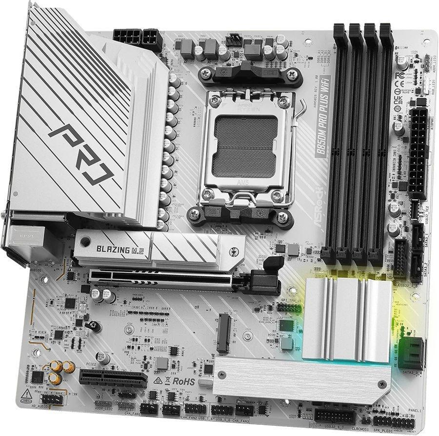 Материнская плата Asrock B850M Pro Plus WiFi Socket AM5 AMD B850 4xDDR5 mATX AC`97 8ch(7.1) 2.5Gg RAID+HDMI+DP