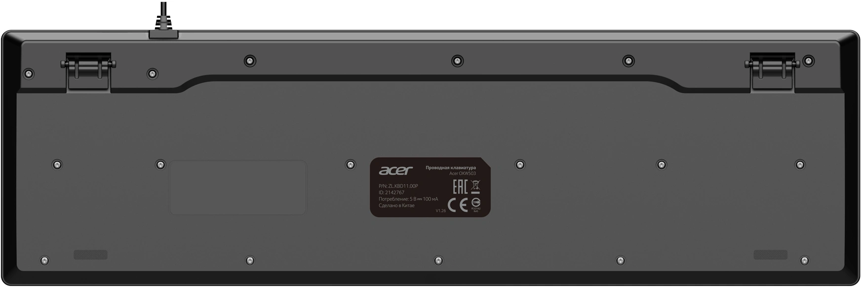 Клавиатура Acer OKW503 черный USB Multimedia (ZL.KBD11.00P) кабель 1.8м