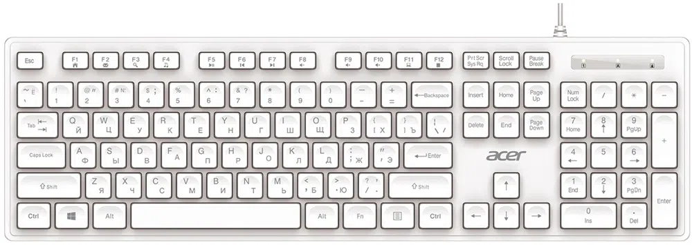Клавиатура + мышь Acer OCC504 клав:белый мышь:белый USB Multimedia (ZL.ACC11.00N)