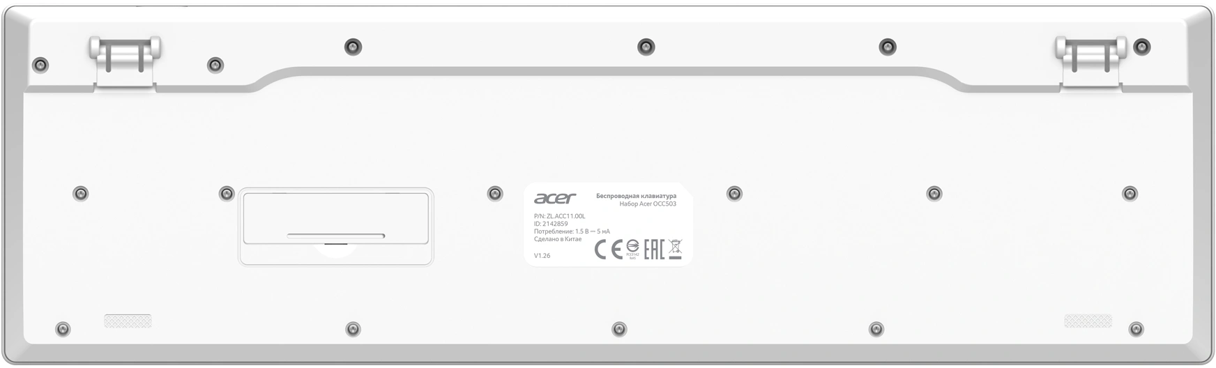 Клавиатура + мышь Acer OCC503 клав:белый мышь:белый USB беспроводная slim Multimedia (ZL.ACC11.00L)