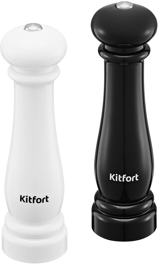 Набор мельниц электр. Kitfort КТ-6490 для перца/соли черный/белый в наборе:2шт