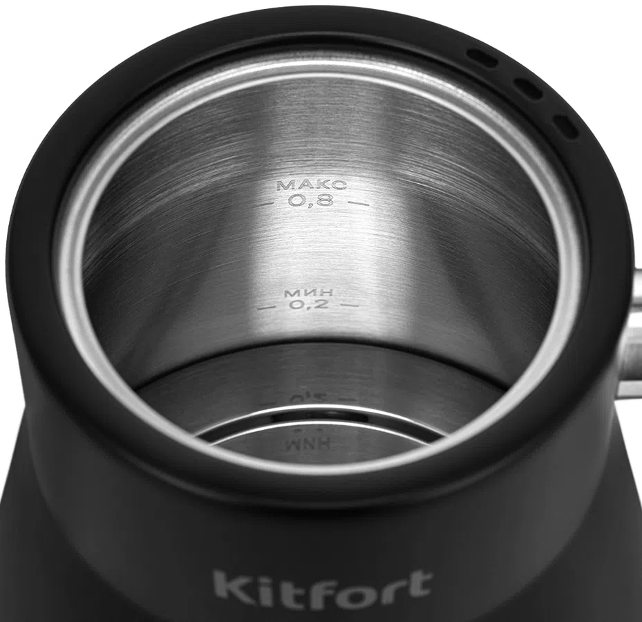 Чайник электрический Kitfort КТ-6760 0.8л. 1200Вт черный корпус: нерж.сталь/пластик