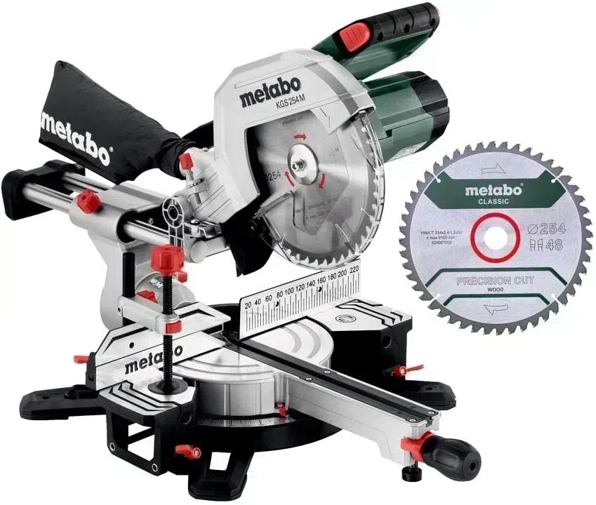 Торцовочная пила Metabo KGS 254 M set 1450Вт 5000об/мин d=254мм
