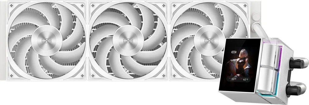 Система водяного охлаждения PcCooler DS360 Display ARGB Soc-AM5/AM4/1200/1700/1851 белый 4-pin 39.8dB Al LCD 310W Ret (DS360-WHAWXY-GL)