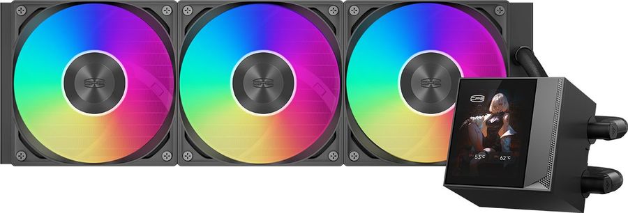 Система водяного охлаждения PcCooler DC360 Pro Display ARGB Soc-AM5/AM4/1200/1700/1851 черный 4-pin 39.8dB Al LCD 310W Ret (DC360PRO-BKAWXY-GL)