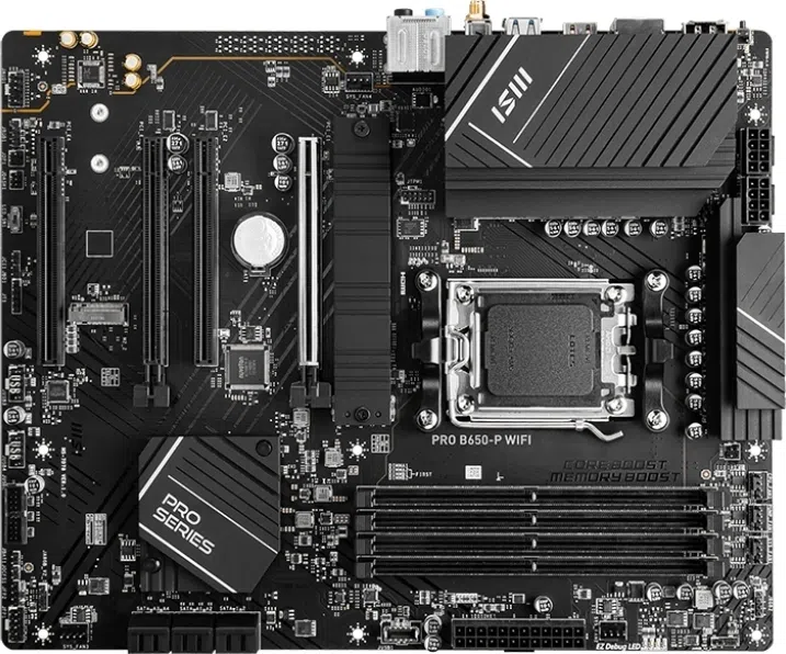 Материнская плата MSI PRO B650-P WIFI Socket AM5 AMD B650 4xDDR5 ATX AC`97 8ch(7.1) 2.5Gg RAID+HDMI+DP