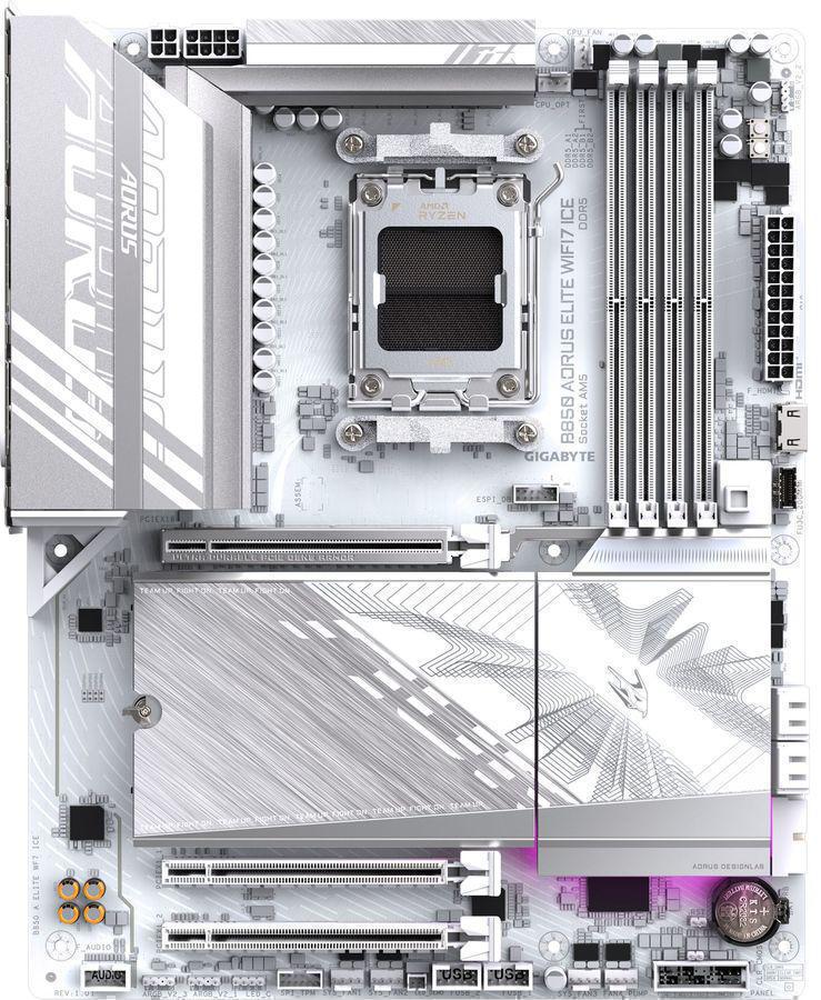 Материнская плата Gigabyte B850 AORUS ELITE WIFI7 ICE Socket AM5 AMD B850 4xDDR5 ATX AC`97 8ch(7.1) 2.5Gg RAID+DP