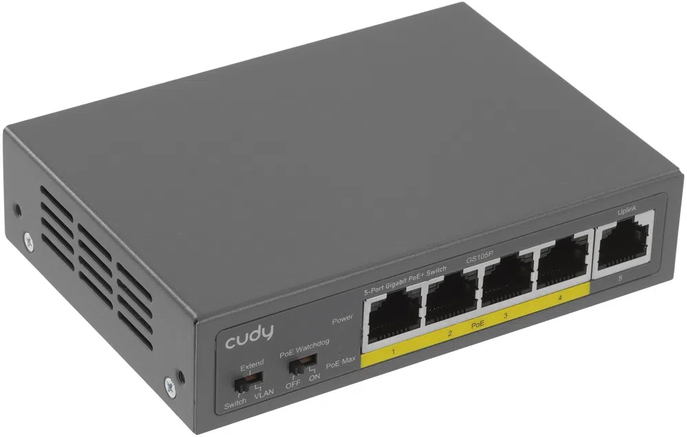 Коммутатор Cudy GS105P (L2) 5x1Гбит/с 4PoE+ управляемый
