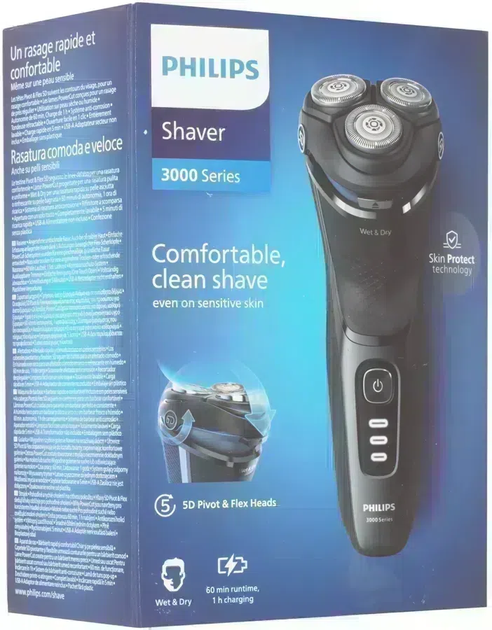 Бритва роторная Philips Series 3000 S3244/12 реж.эл.:3 питан.:аккум. серый